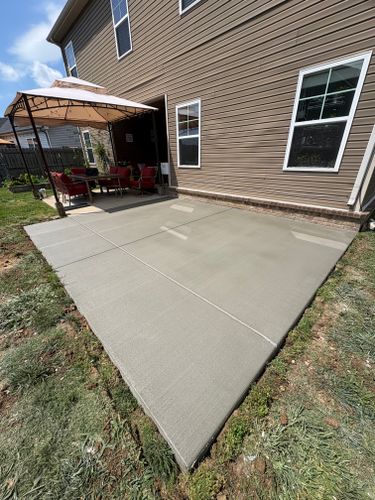 Backyard concrete patio